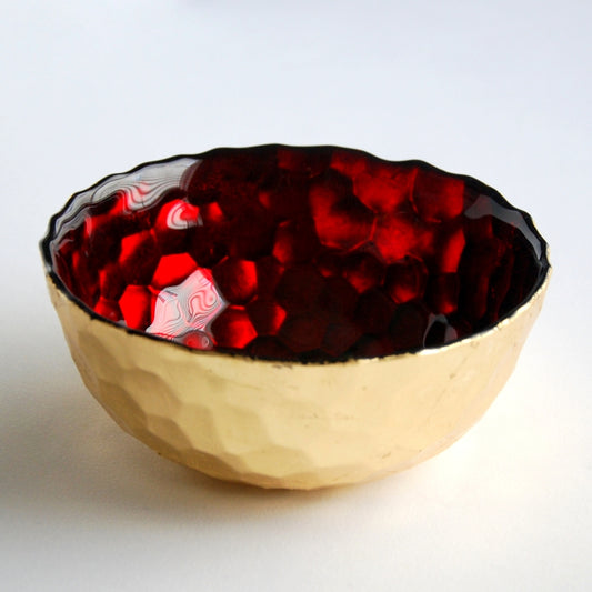 Ruby & Gold Honeycomb 6" Bowl