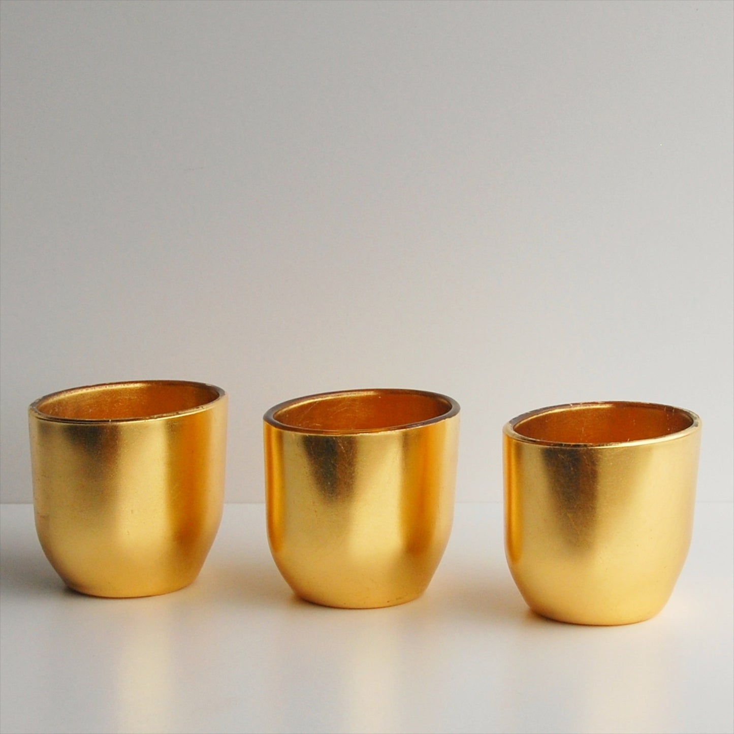 Gilt Gold Oval Vases 3-Set