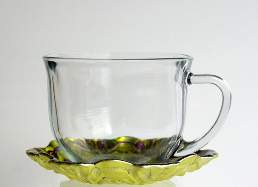 18oz Green & Purple Jumbo Cup and Saucer Pair