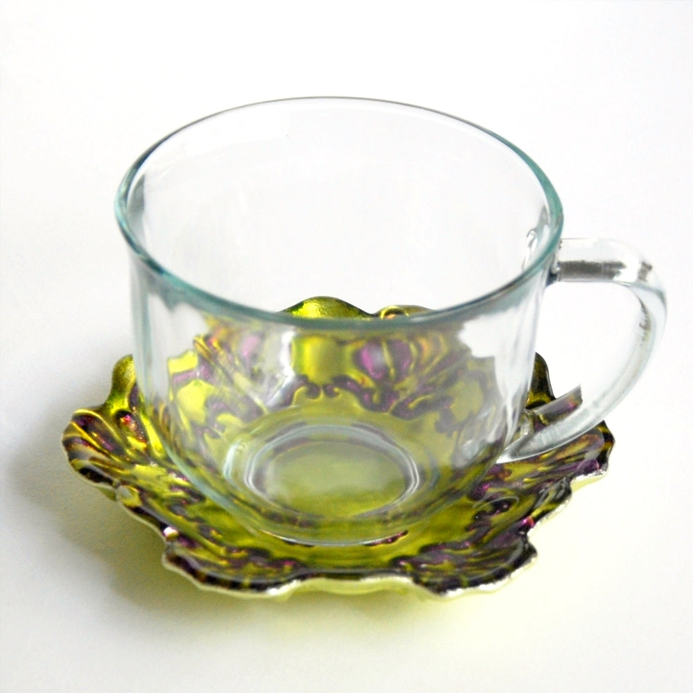 18oz Green & Purple Jumbo Cup and Saucer Pair