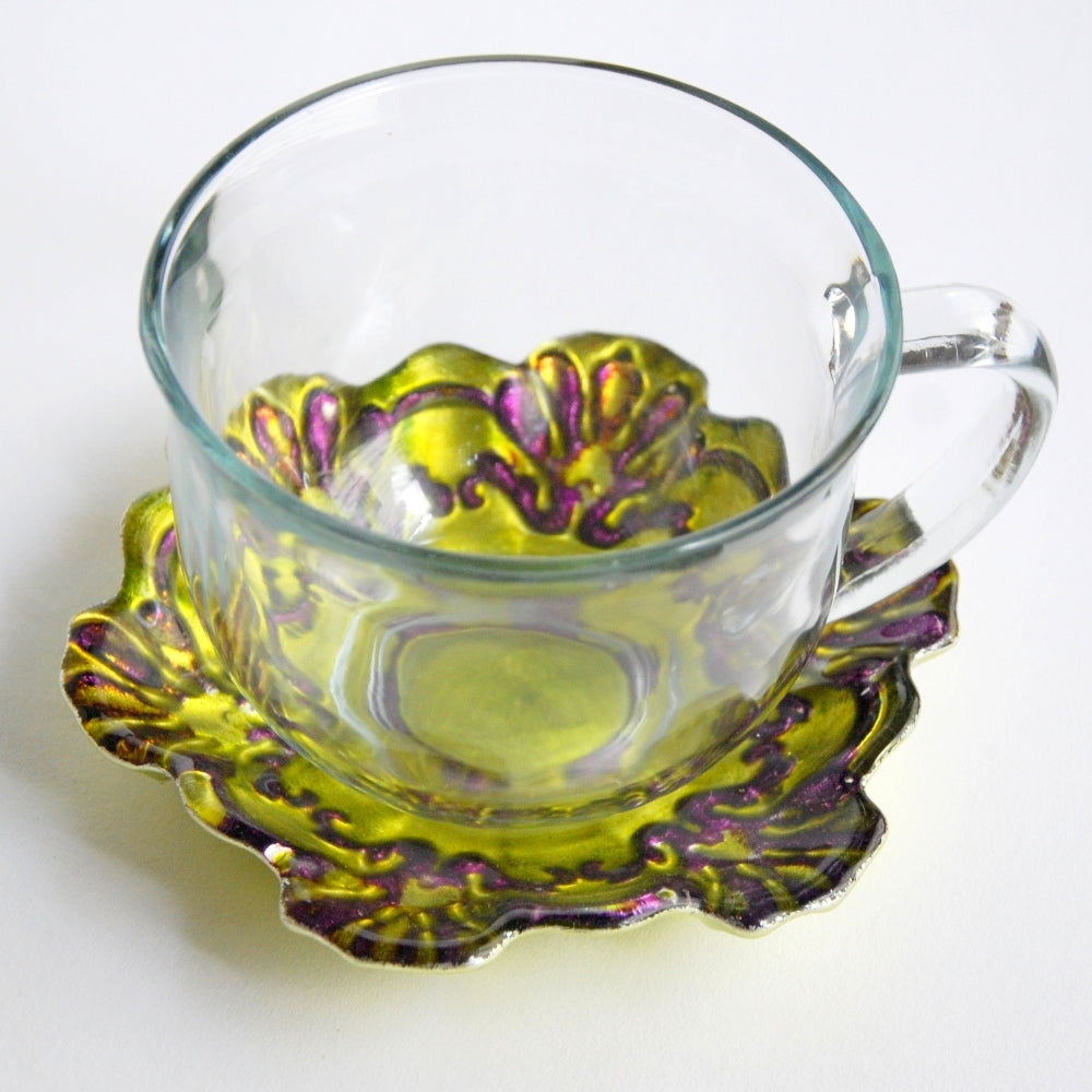 18oz Green & Purple Jumbo Cup and Saucer Pair