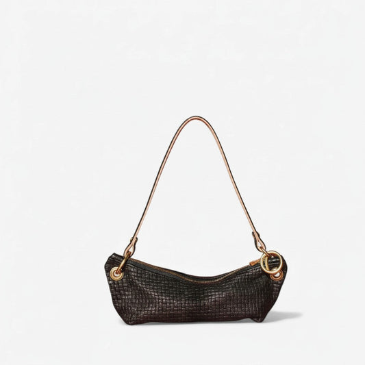 Baby Blair-East West Shoulder Bag, Black Woven Leather