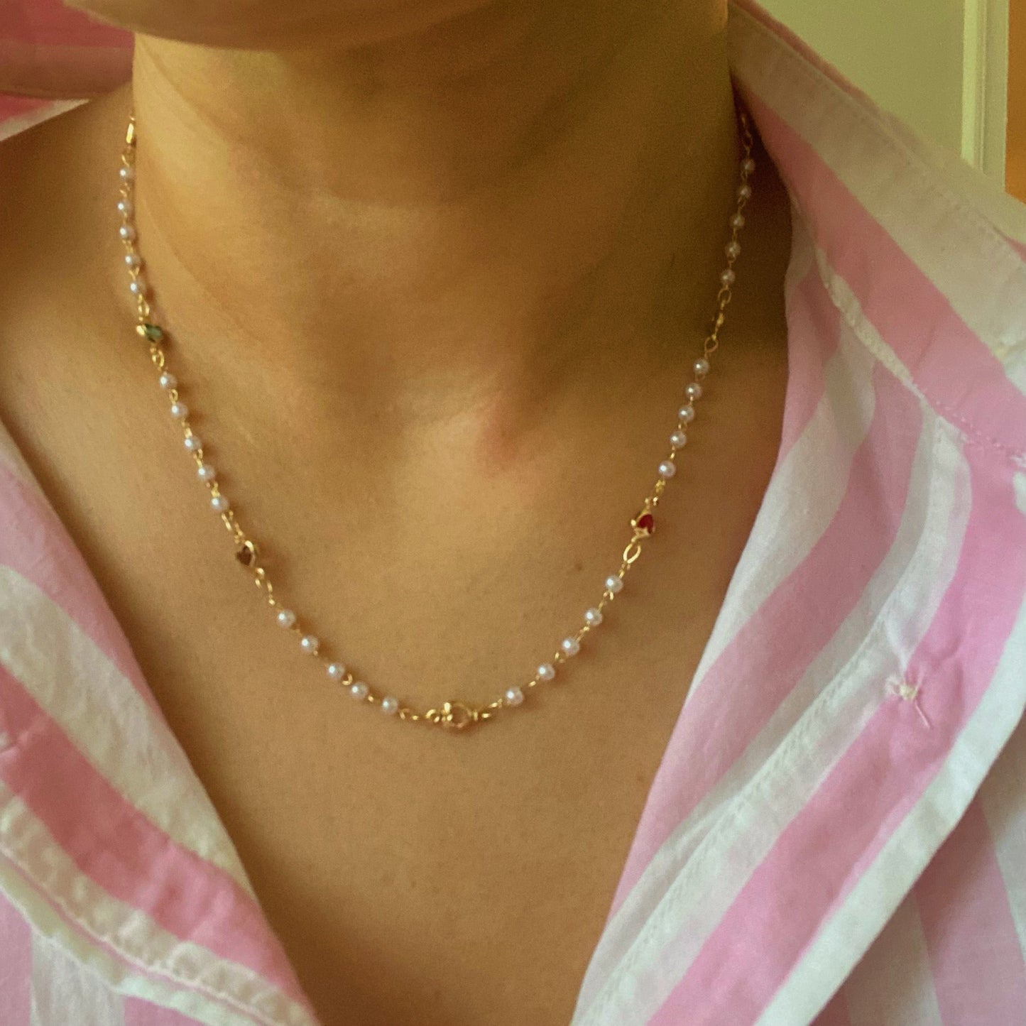 Precious Mini Heart & Pearls Necklace
