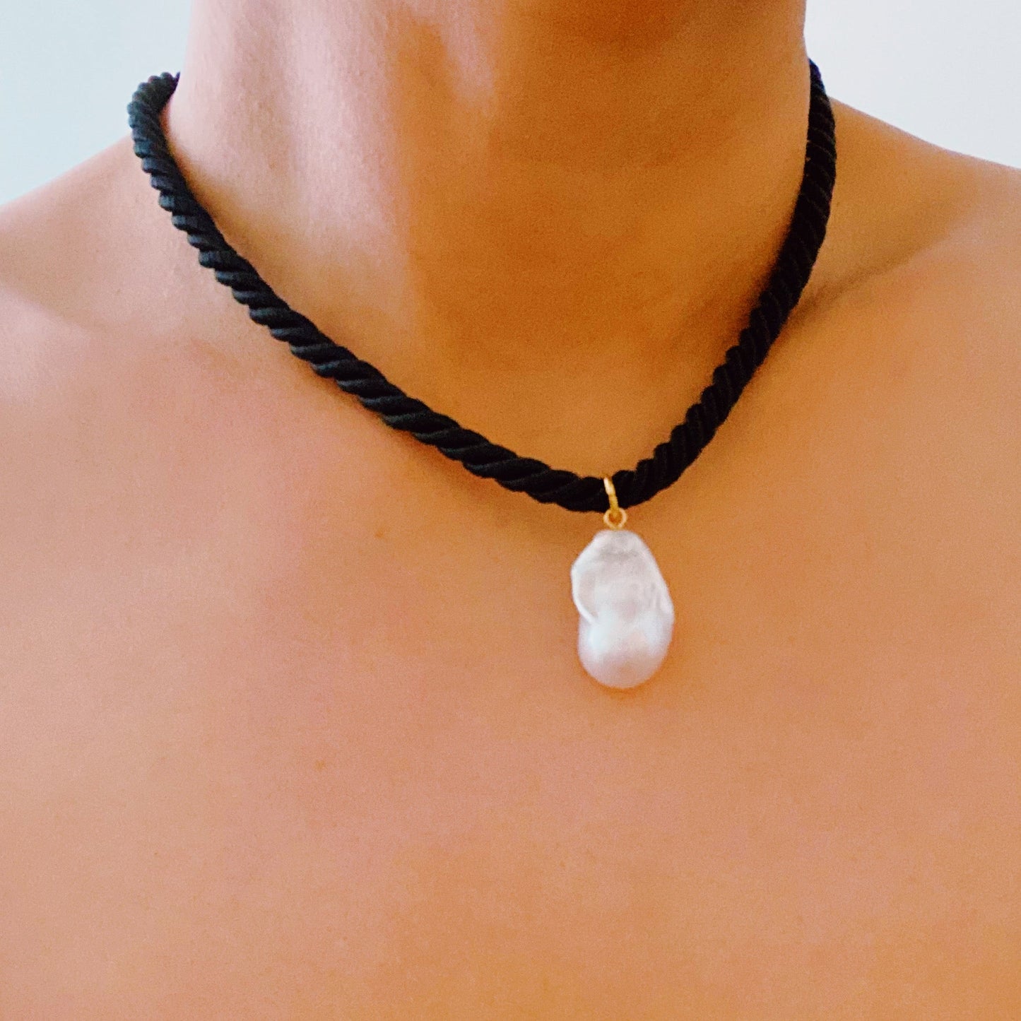 Baroque Pearl Satin Rope Necklace