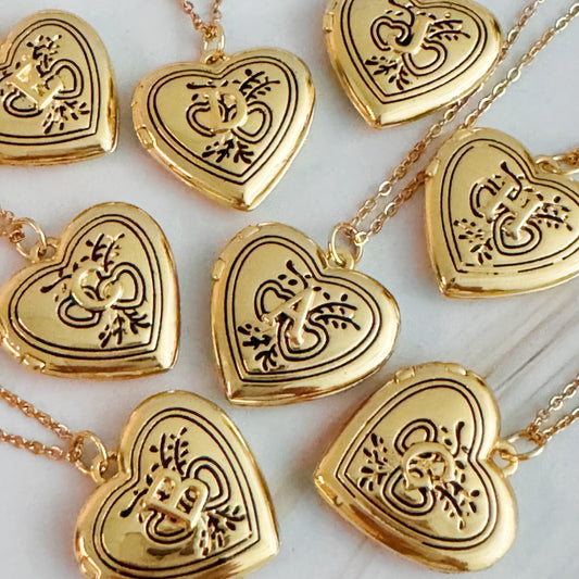 Vintage Heart Initial Locket