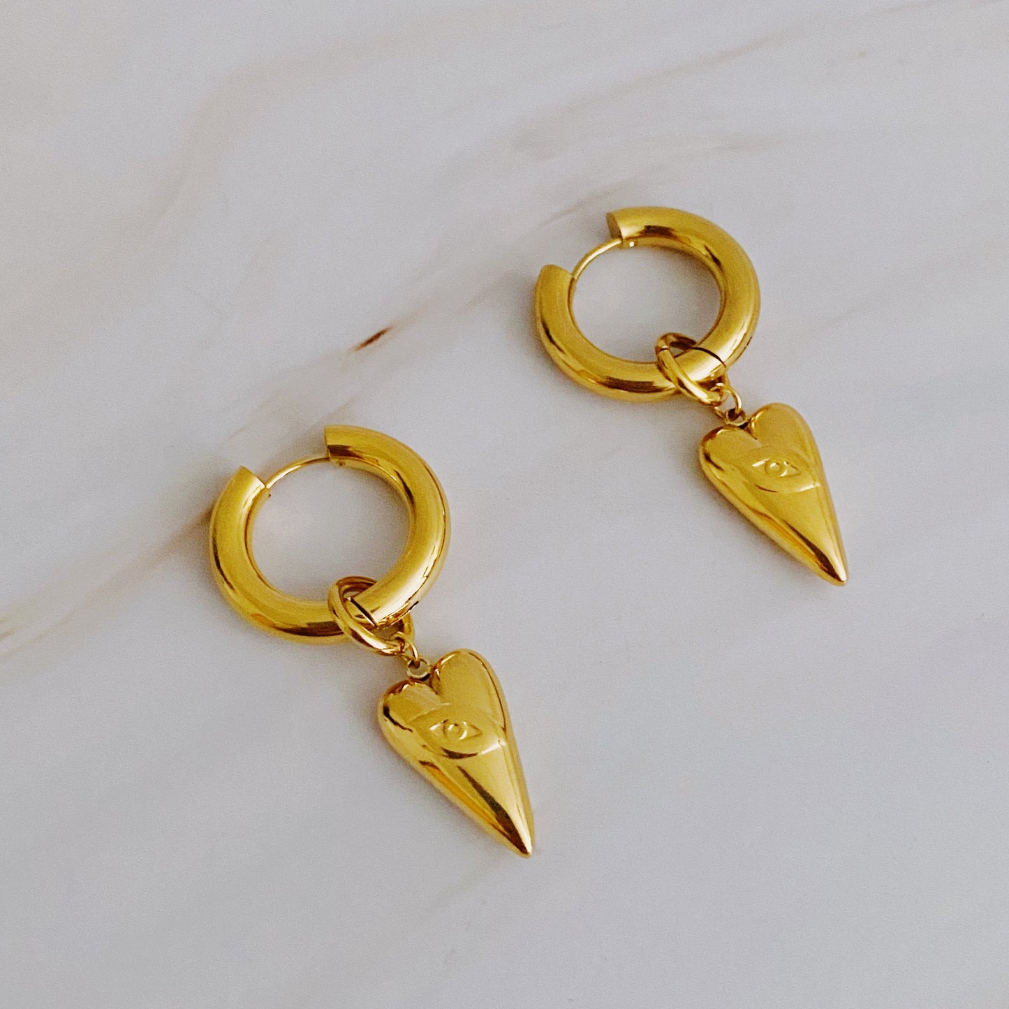 Heart Eye Drop Hoops