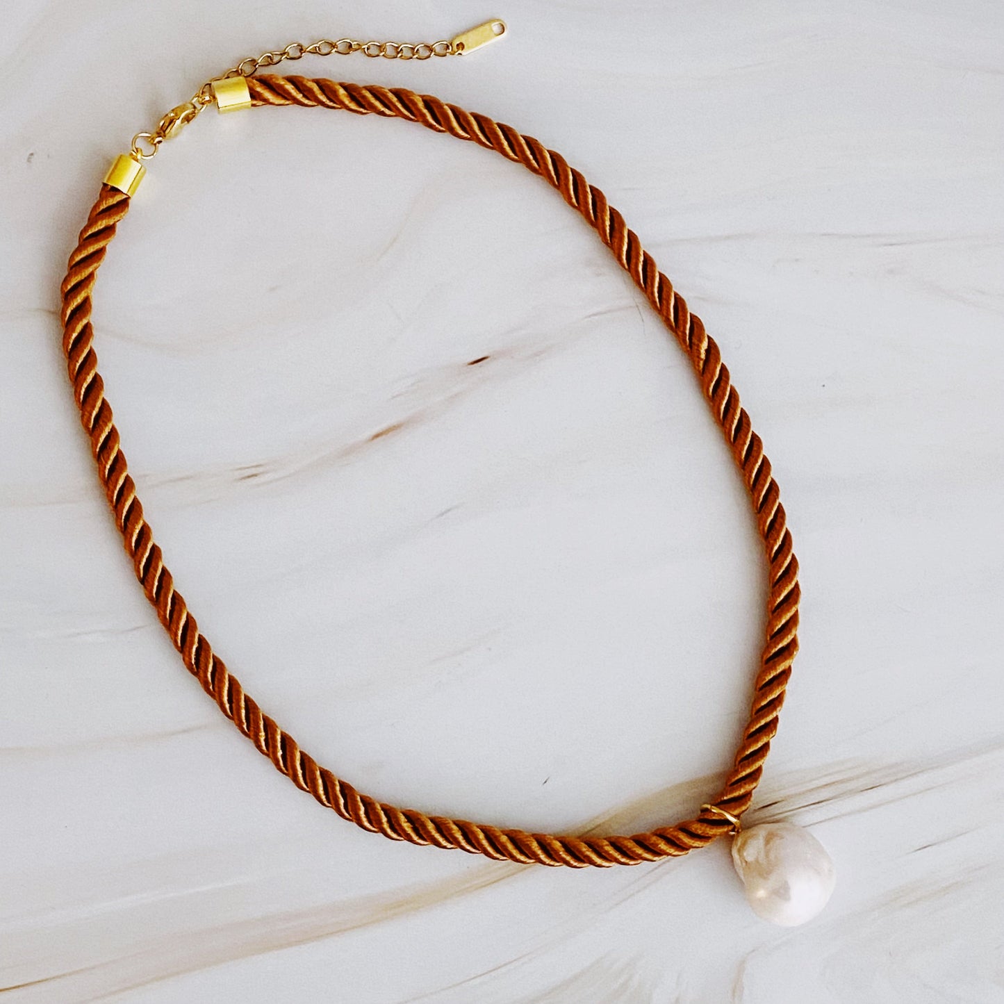 Baroque Pearl Satin Rope Necklace