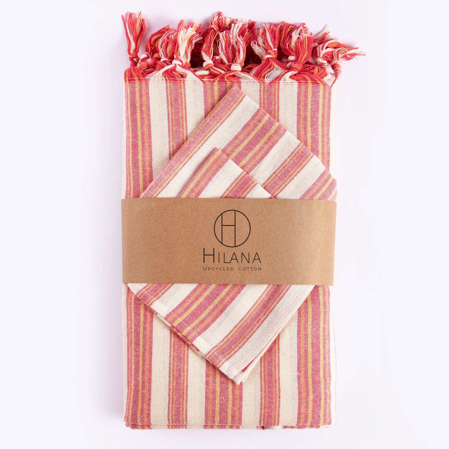 Andana Magenta Striped Tablecloth Set