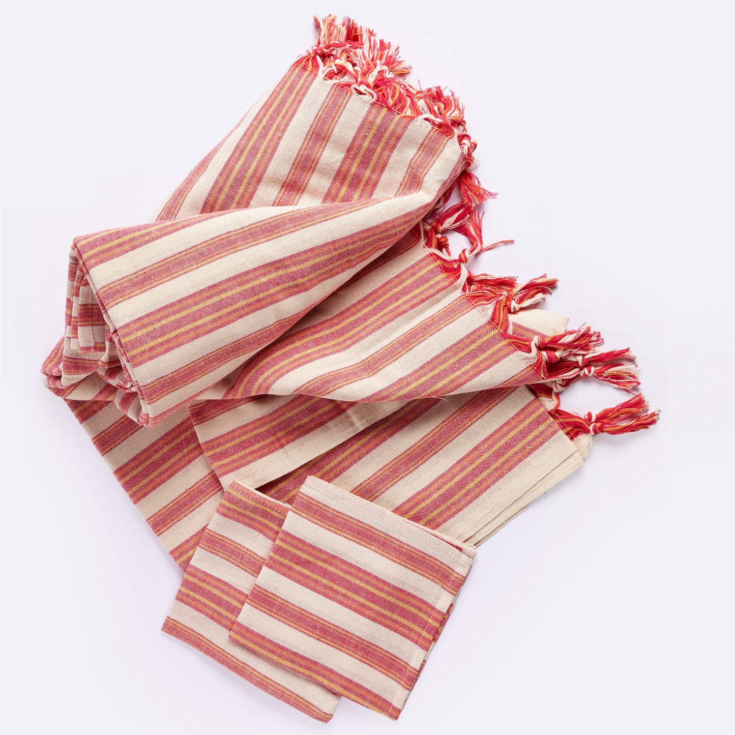 Andana Magenta Striped Tablecloth Set