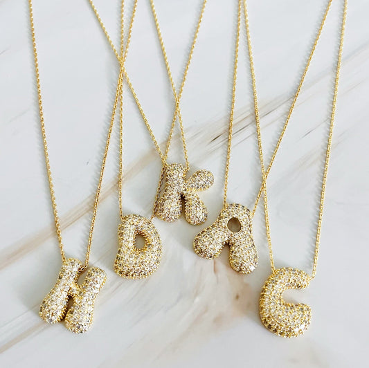 Bubble Initial Crystal Pendant