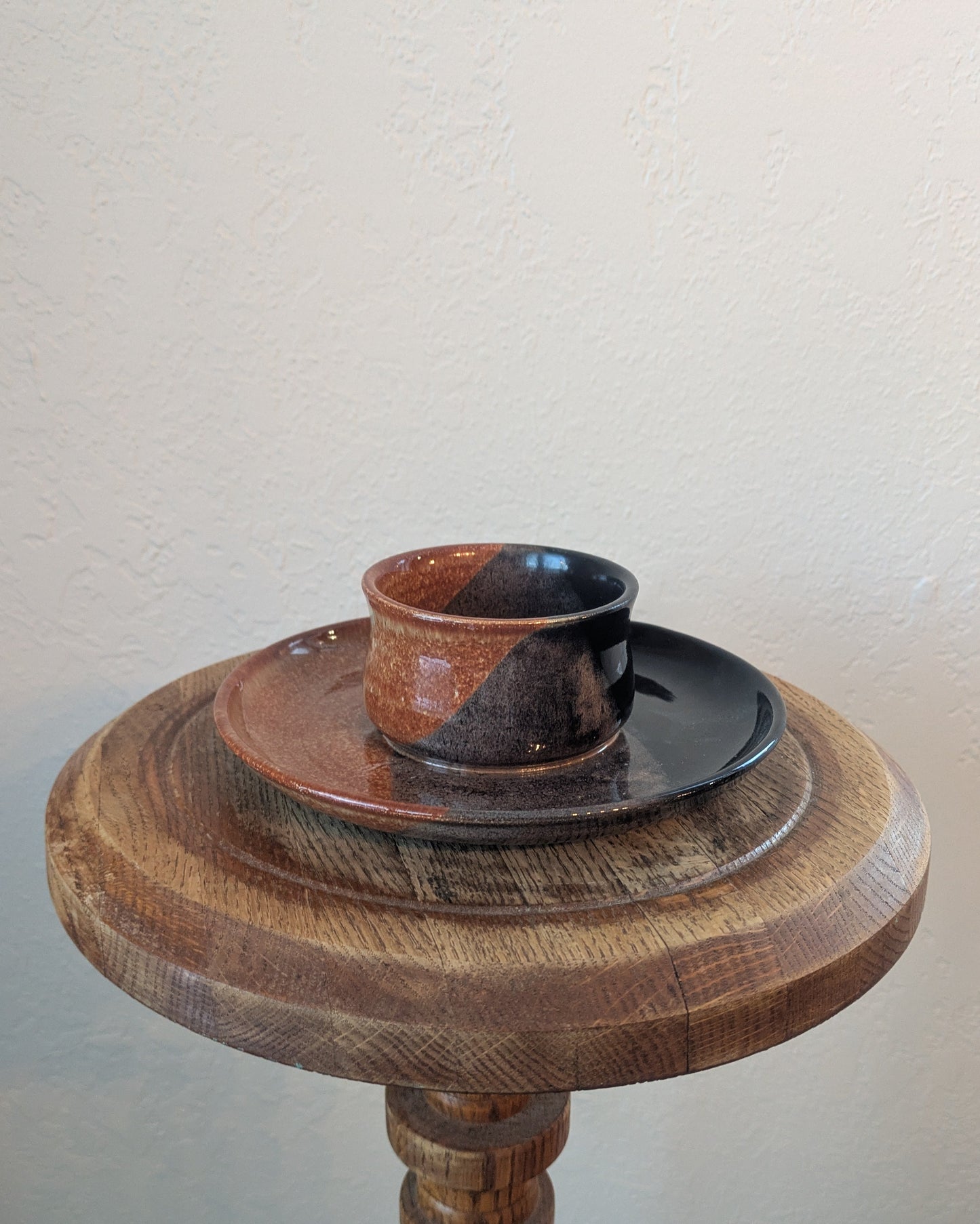 Fused Ceramic Orange & Black Dip Plate