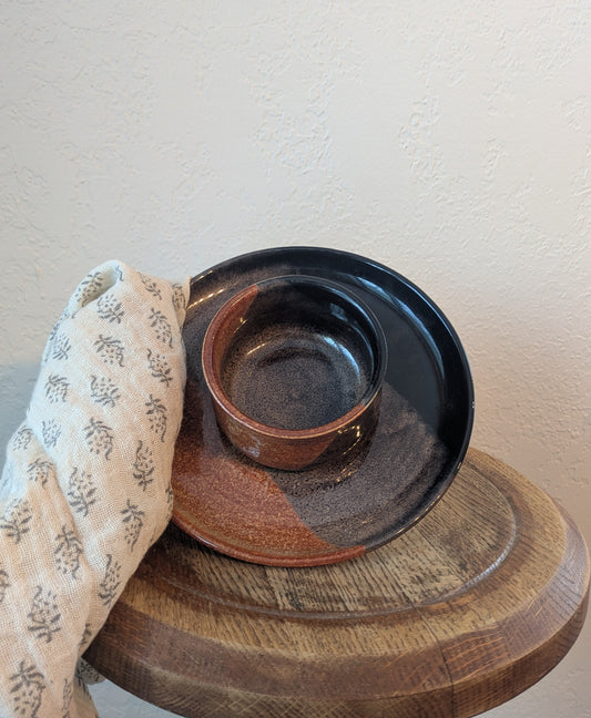 Fused Ceramic Orange & Black Dip Plate