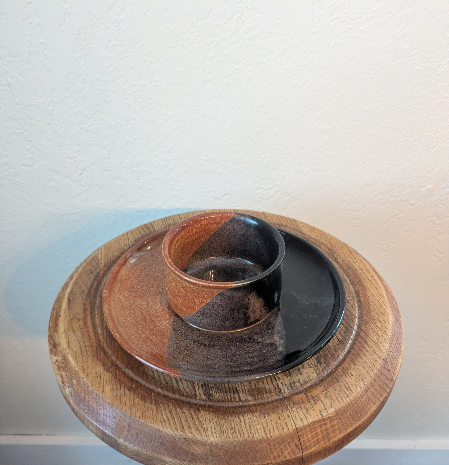 Fused Ceramic Orange & Black Dip Plate