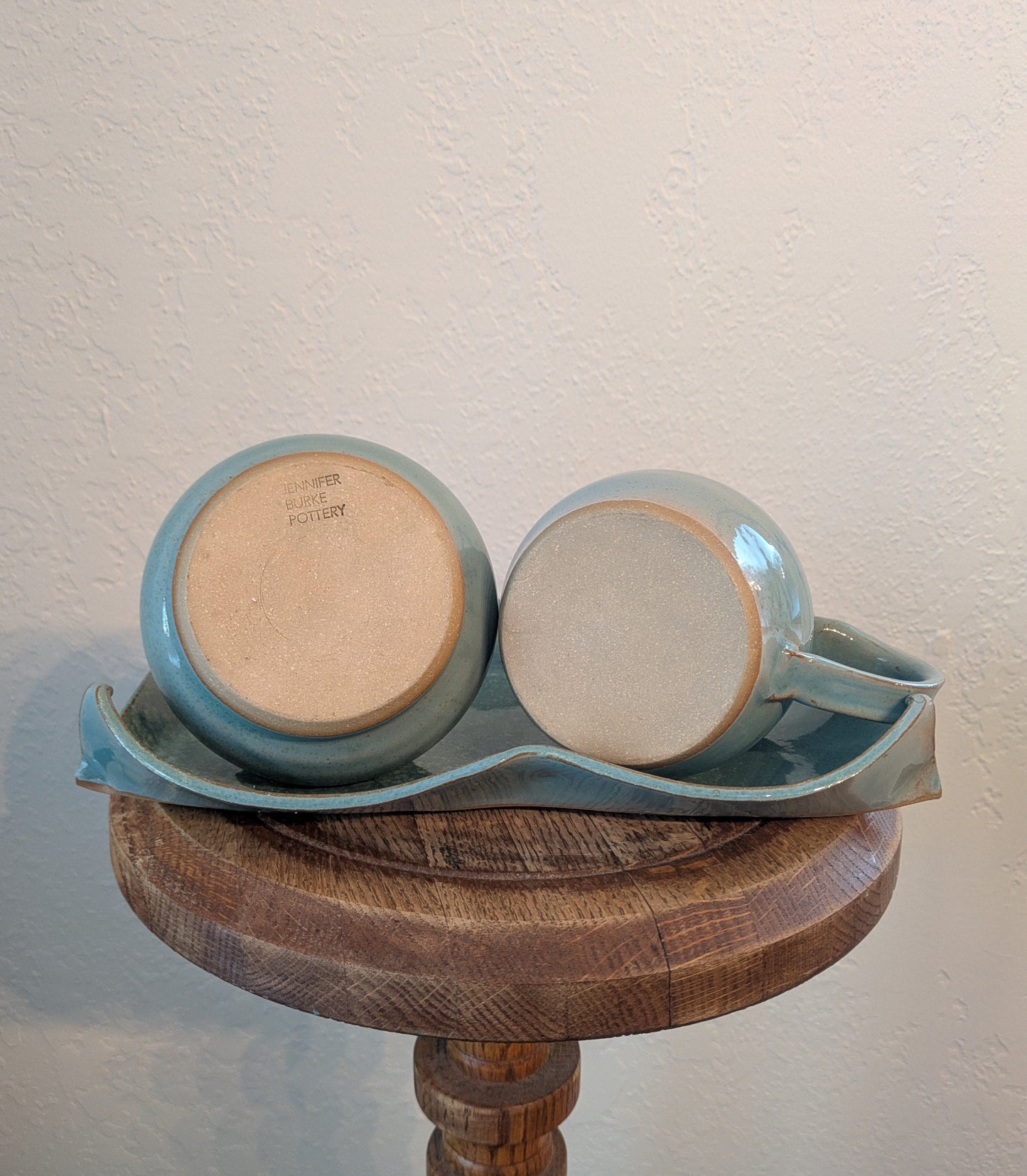 Light Blue Ceramic Cream & Sugar with Tray