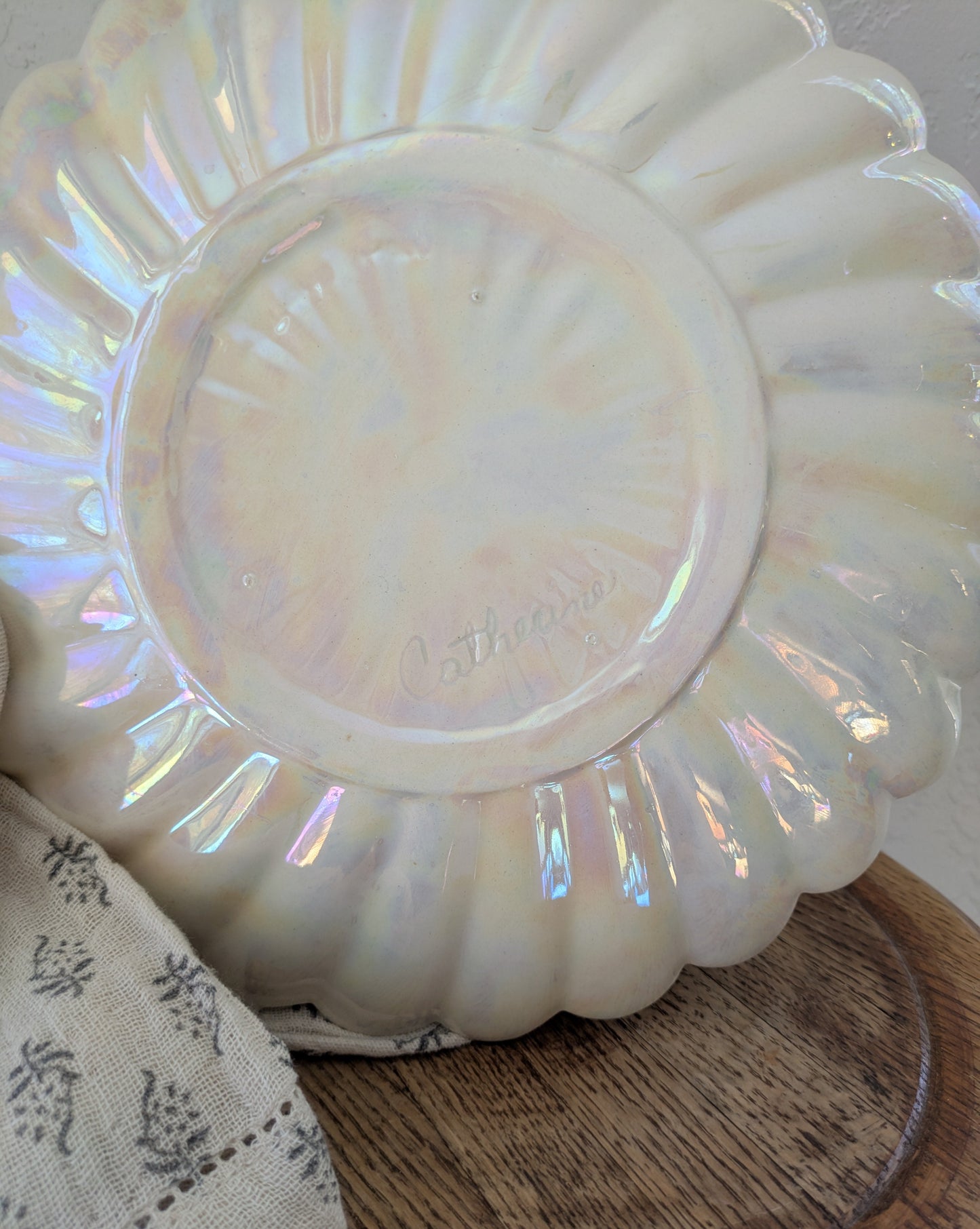 Iridescent Ceramic Scalloped Plate