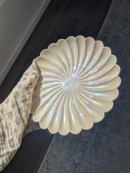 Iridescent Ceramic Scalloped Plate
