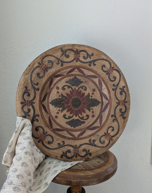 Decorative Folk Art Plate & Orbs