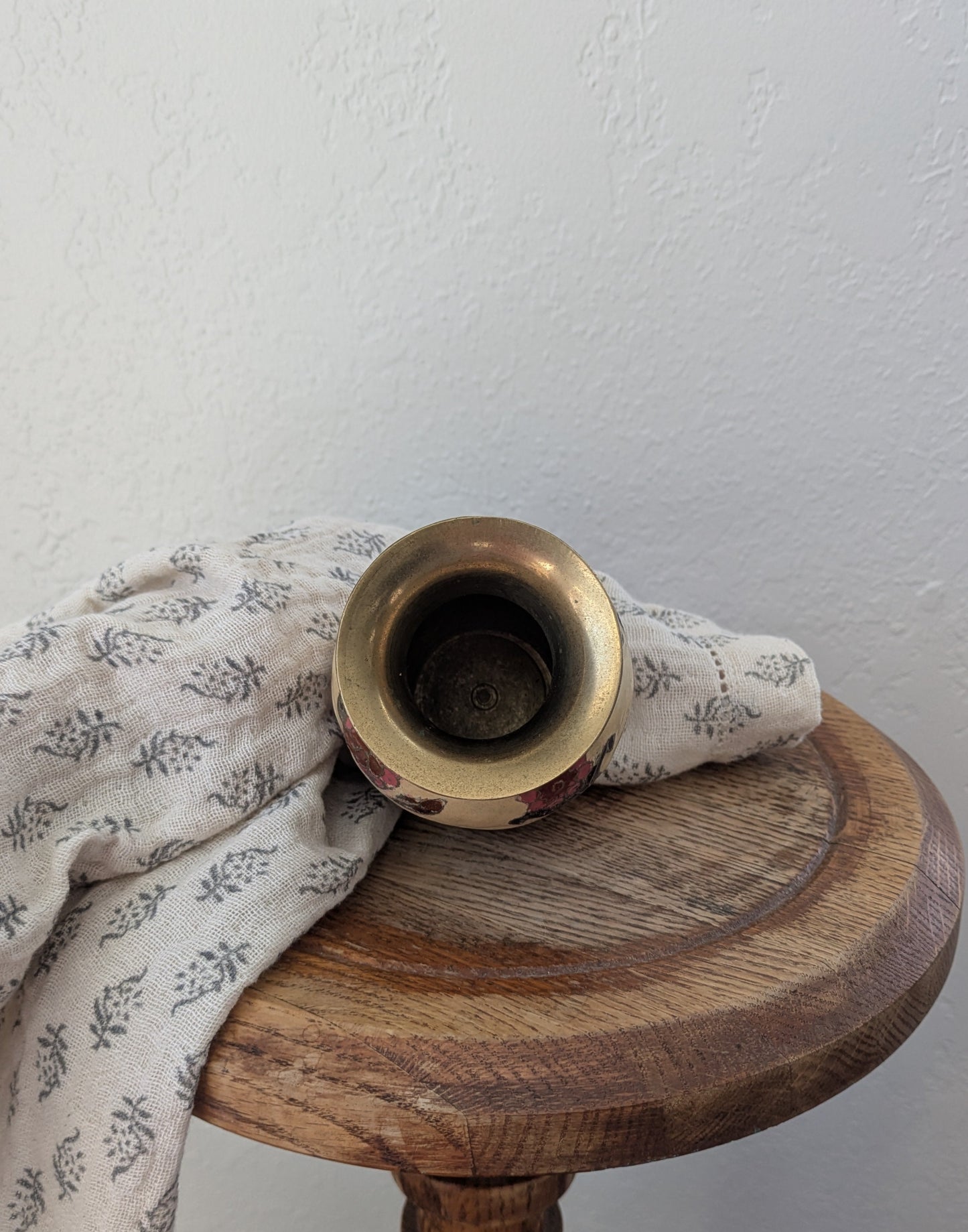 Small Hand Painted Brass Vase