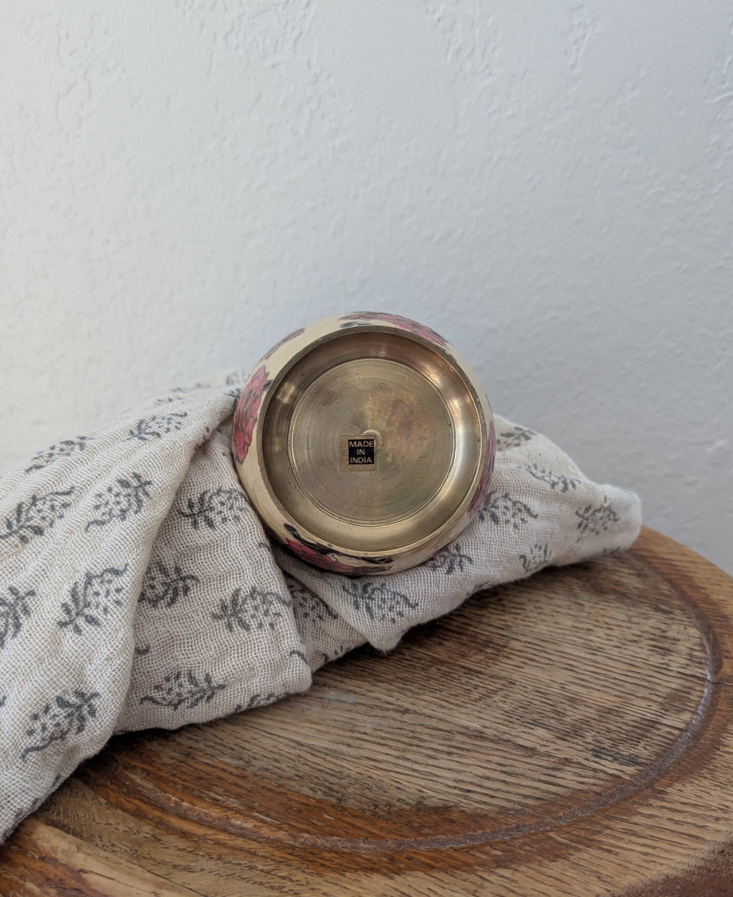 Small Hand Painted Brass Vase