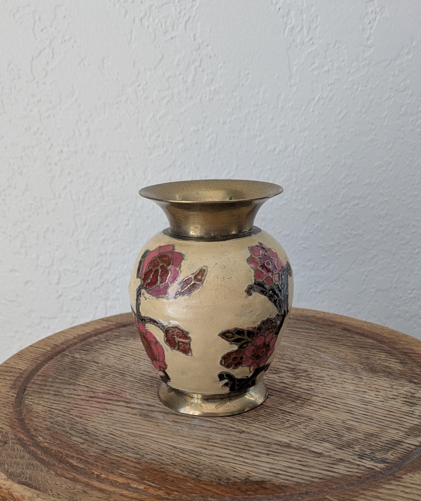 Small Hand Painted Brass Vase
