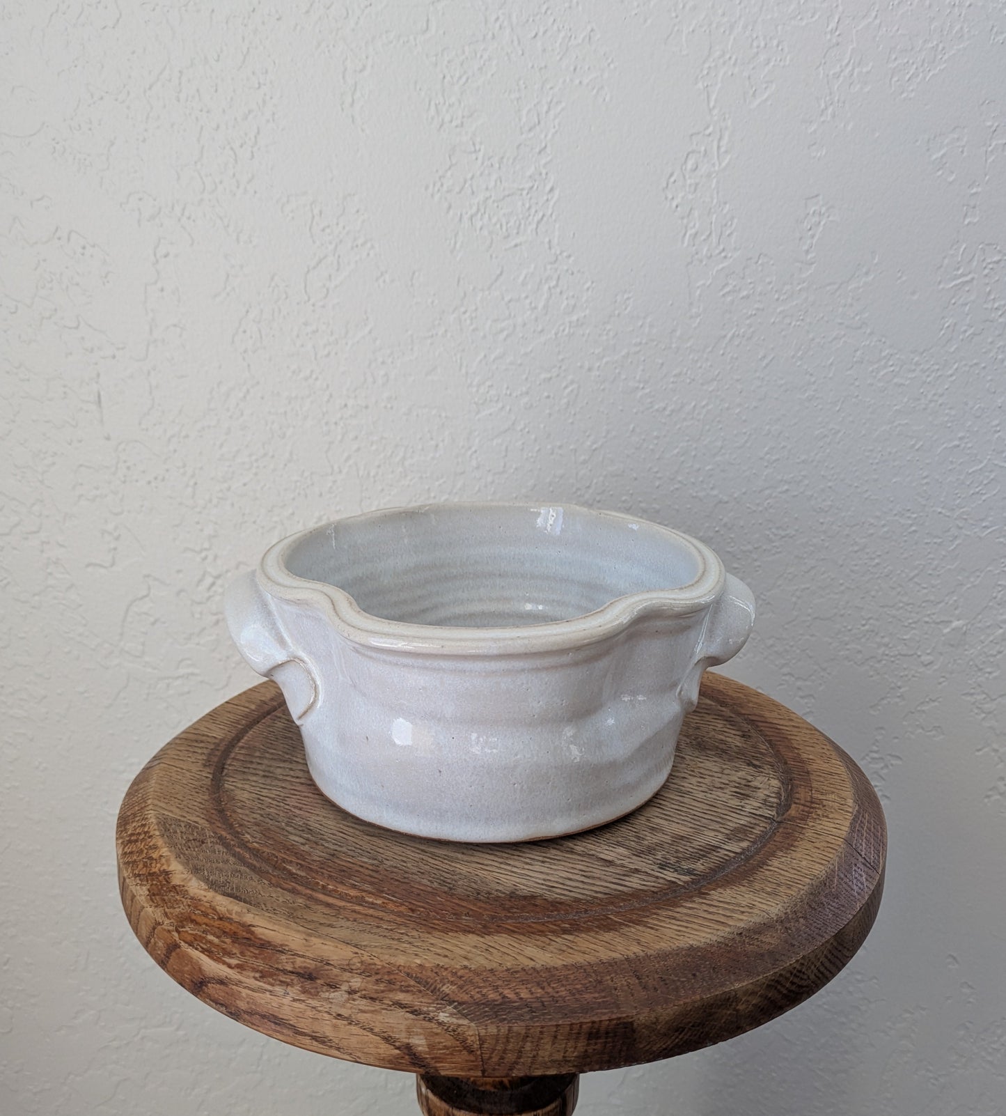 White Ceramic Handled Pot