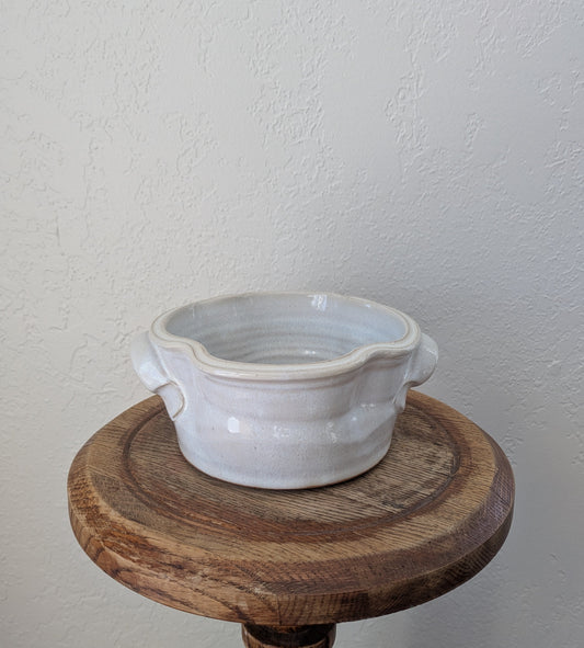 White Ceramic Handled Pot