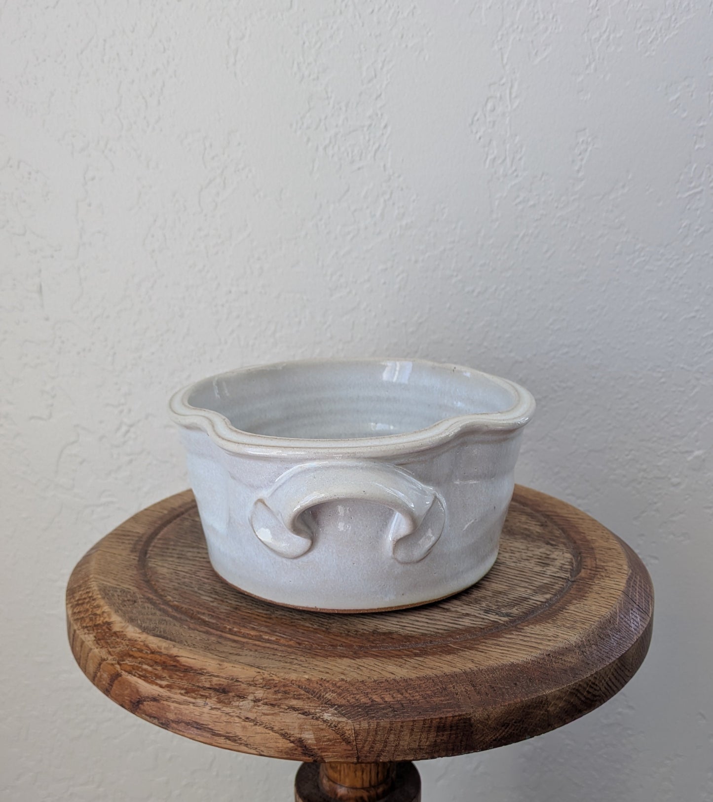 White Ceramic Handled Pot