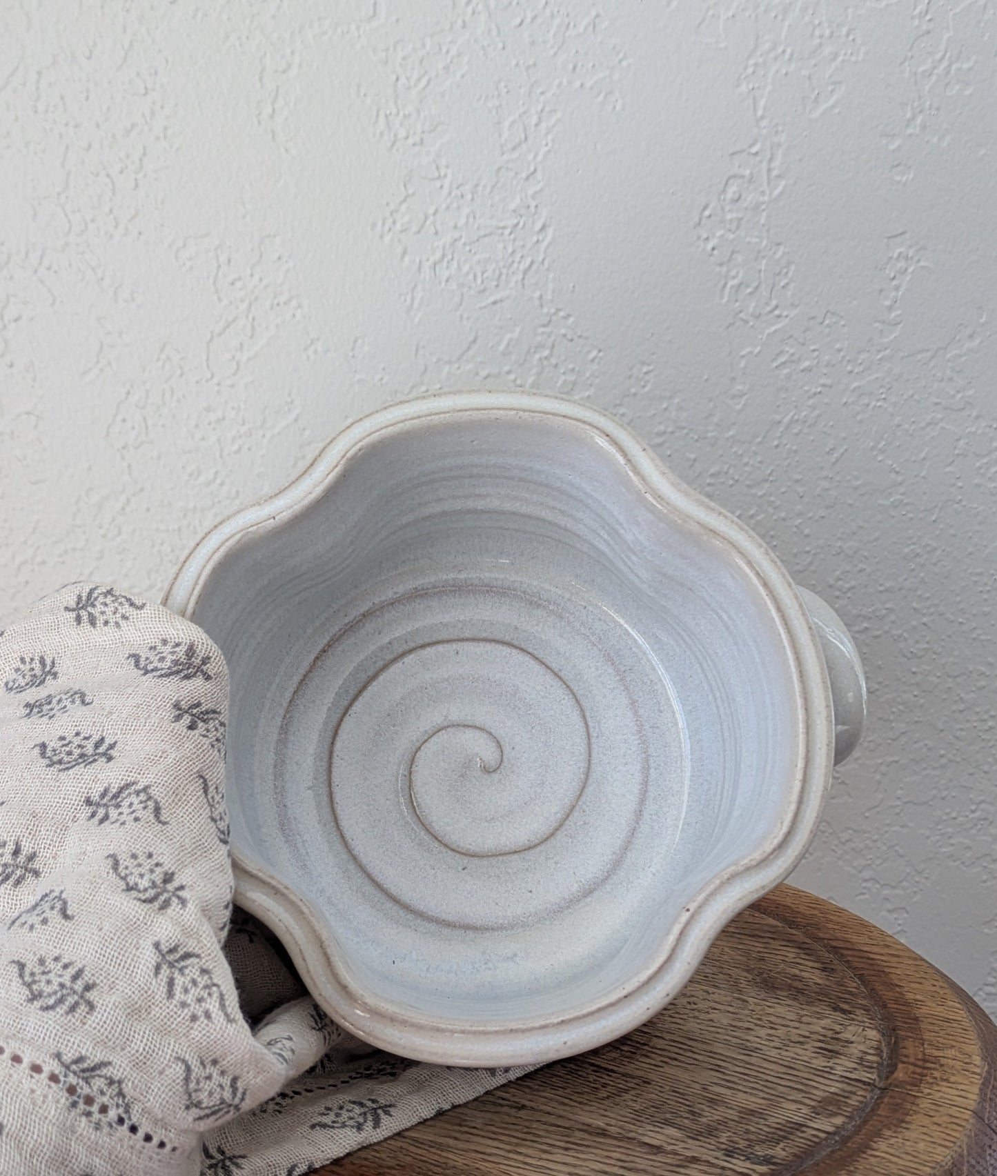 White Ceramic Handled Pot