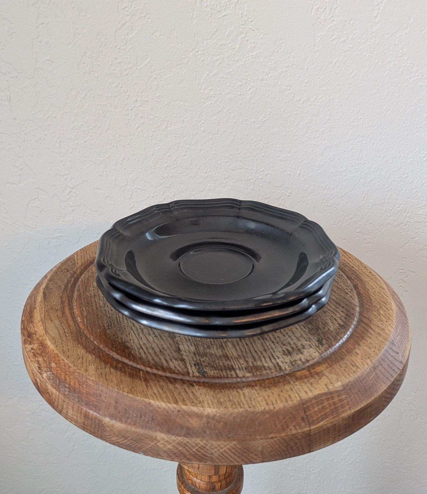 Metallic Gunmetal Ceramic Saucers