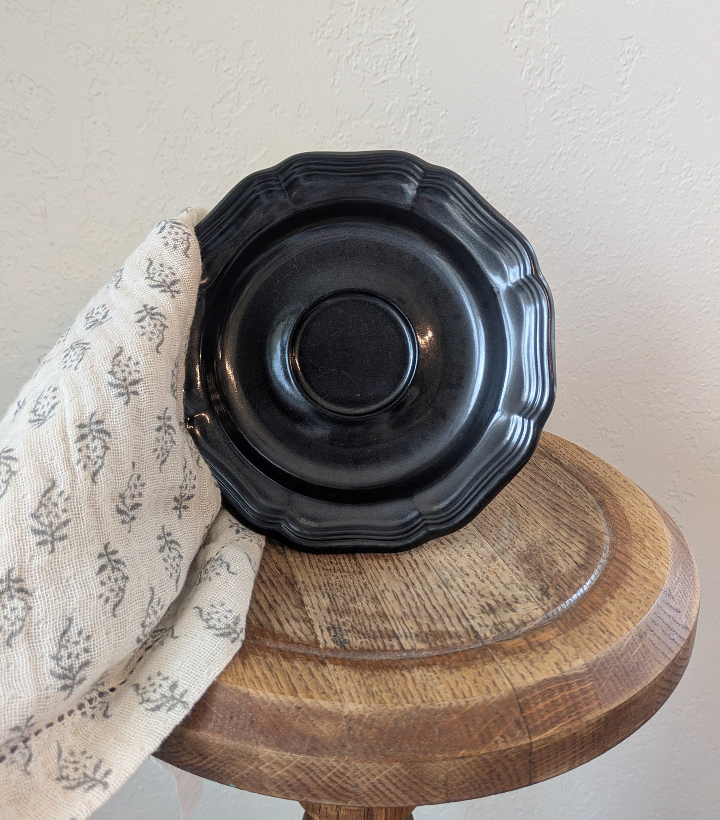 Metallic Gunmetal Ceramic Saucers