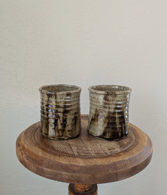 Olive Glazed Ceramic Cups - Set of 2