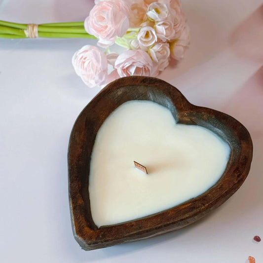 Wooden Heart Candle