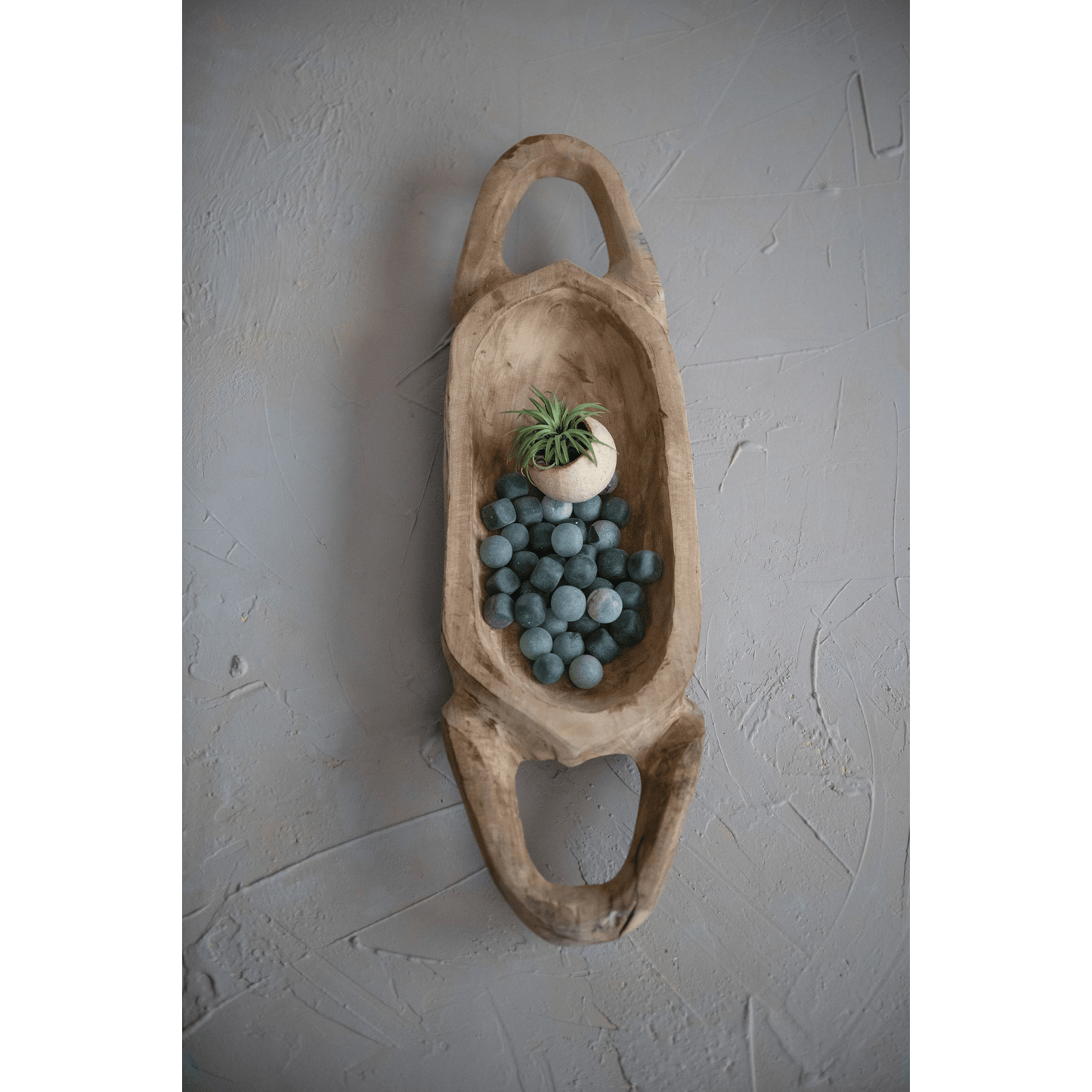 Decorative Hand-Carved Teakwood Tray with Handles