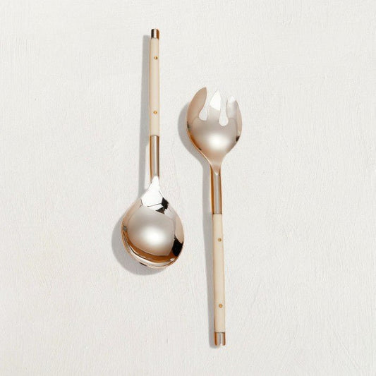 Stainless with Ivory Inlay Serving Utensil Set