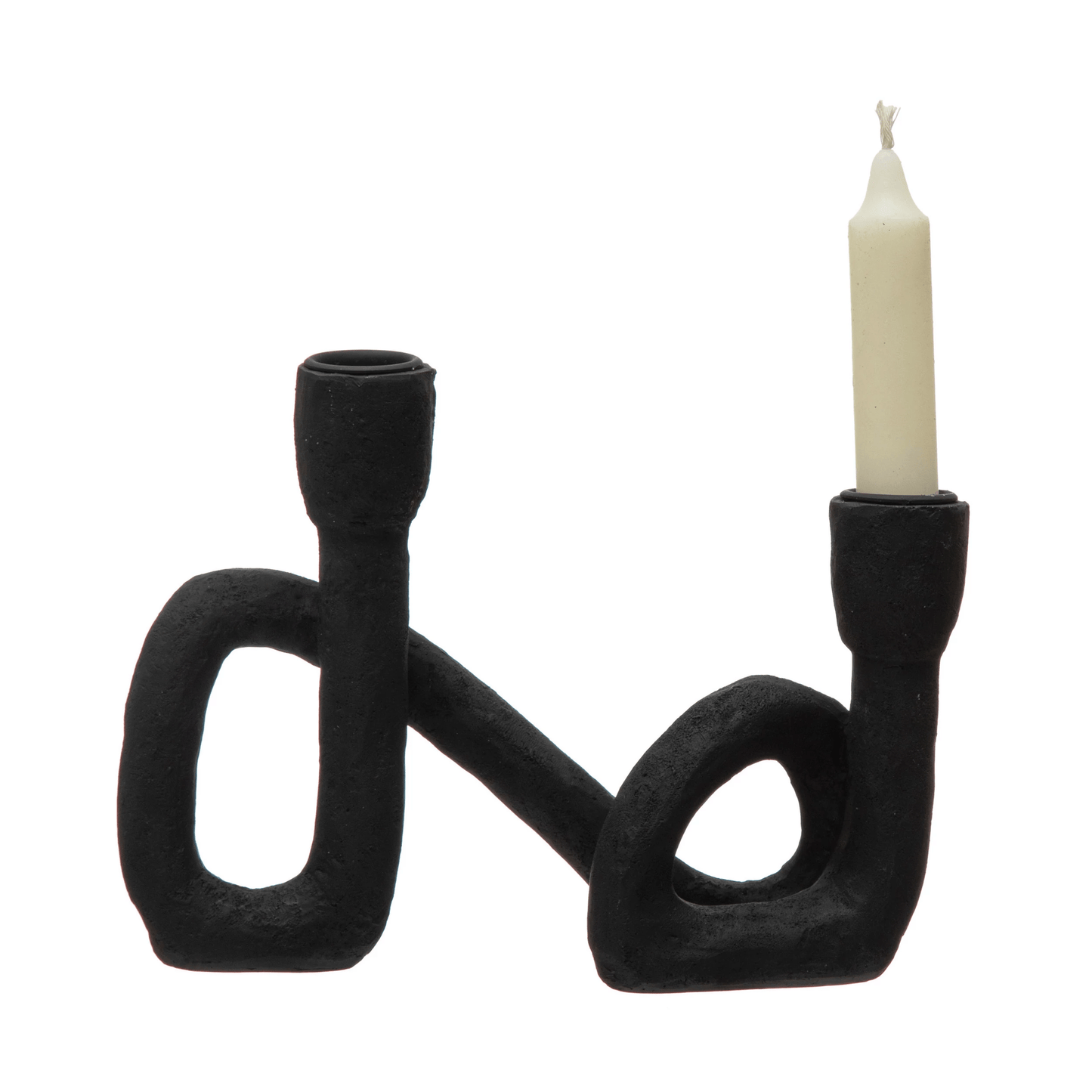 Black Abstract Double Taper Candle Holder