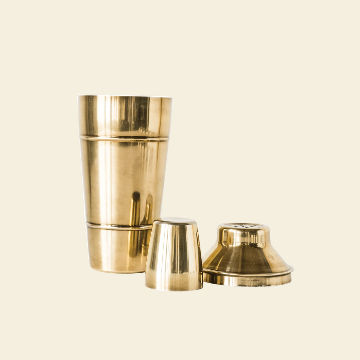 Stainless Steel Cocktail Shaker with Brass Finish