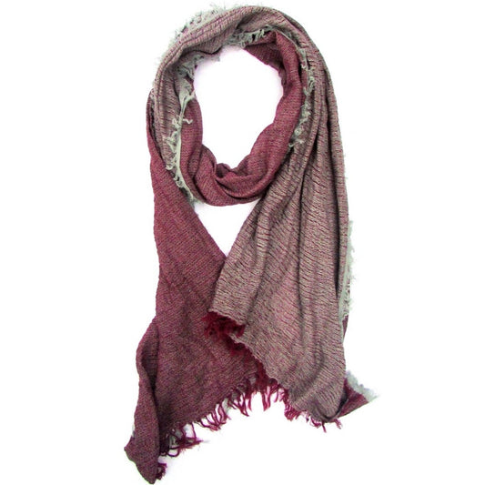 Turkish Cotton Blend Scarf Burgundy & Grey