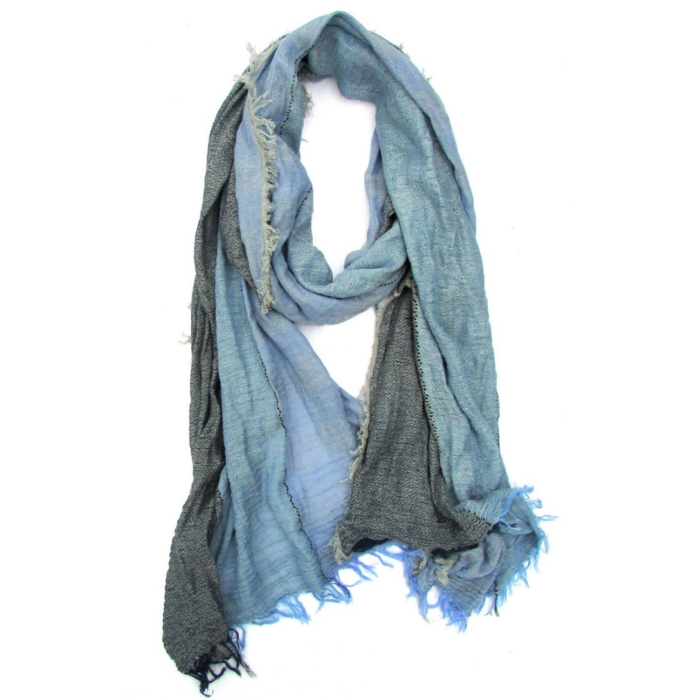 Grey & Blue Turkish Cotton Blend Scarf