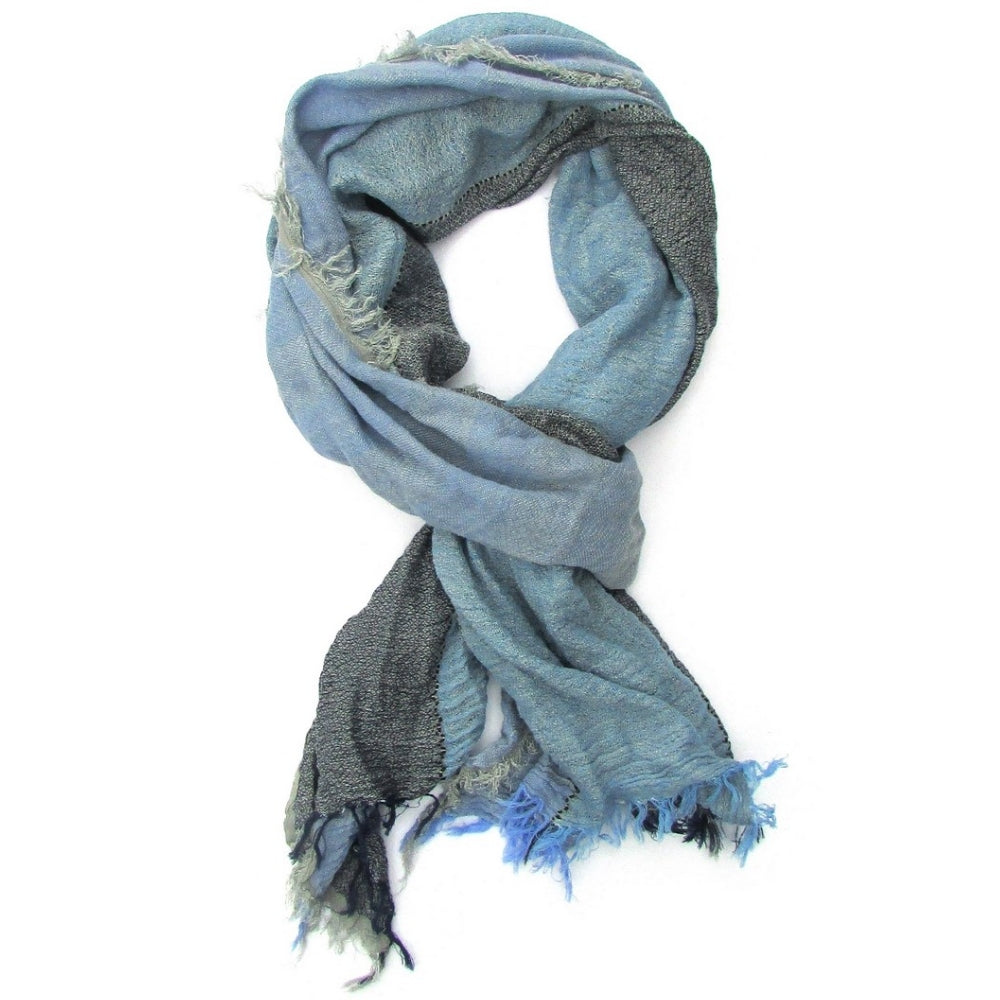 Grey & Blue Turkish Cotton Blend Scarf