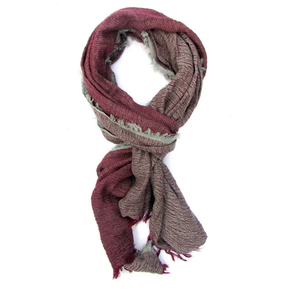 Turkish Cotton Blend Scarf Burgundy & Grey