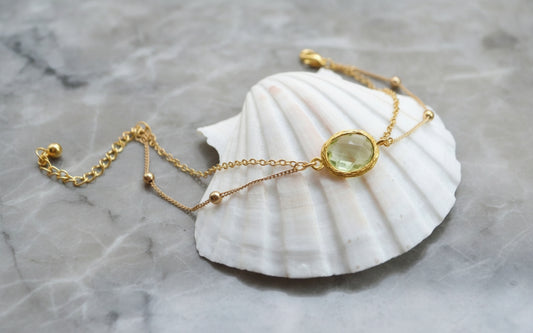 Pale Green Gold Double Layered Bracelet