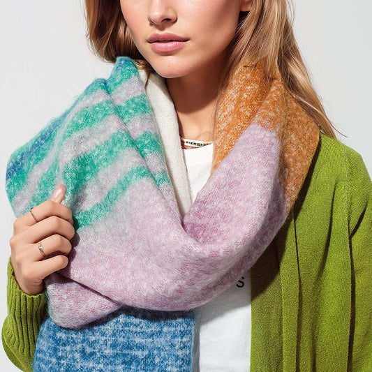 Striped Chunky Knit Scarf