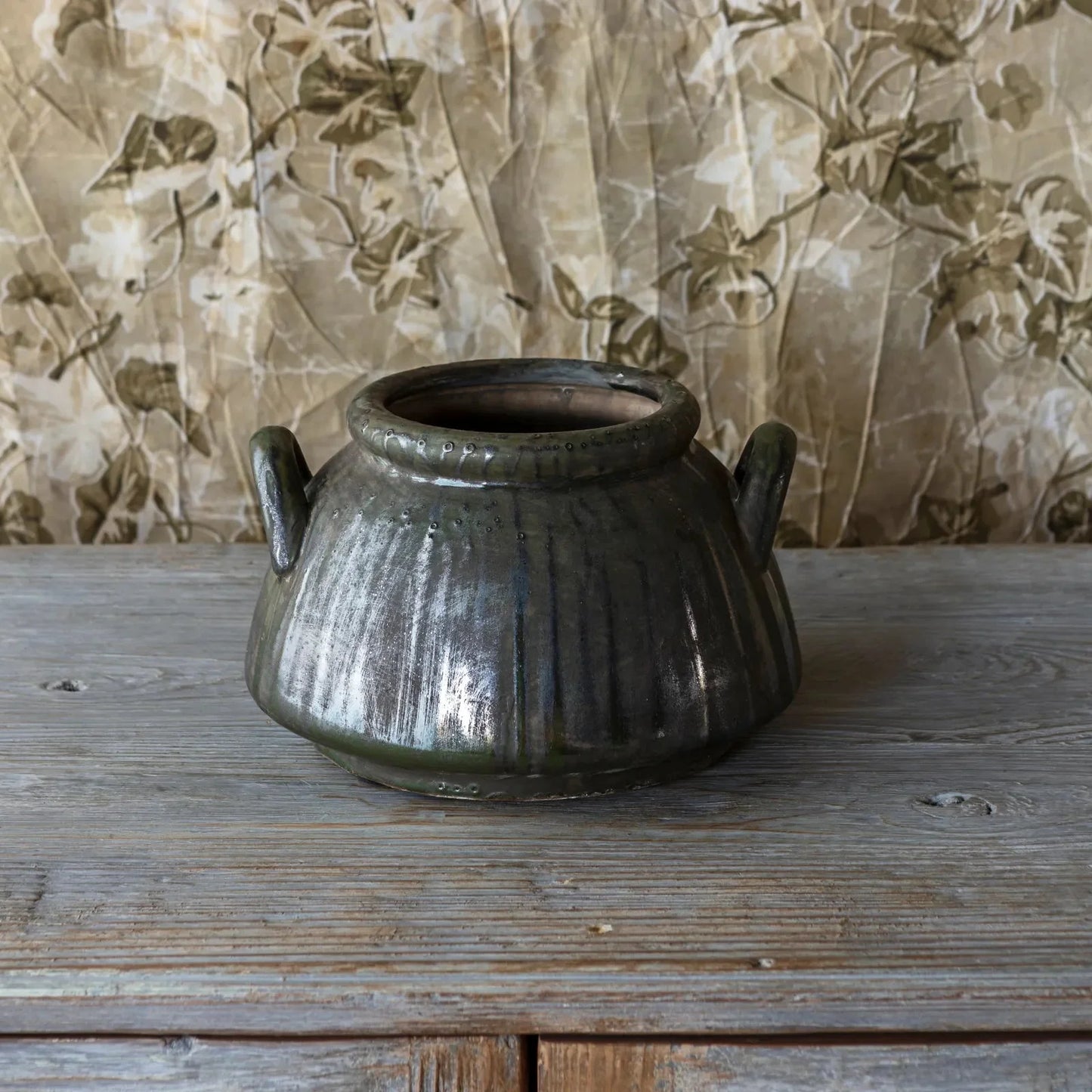 Olive Glazed Kettle Vased