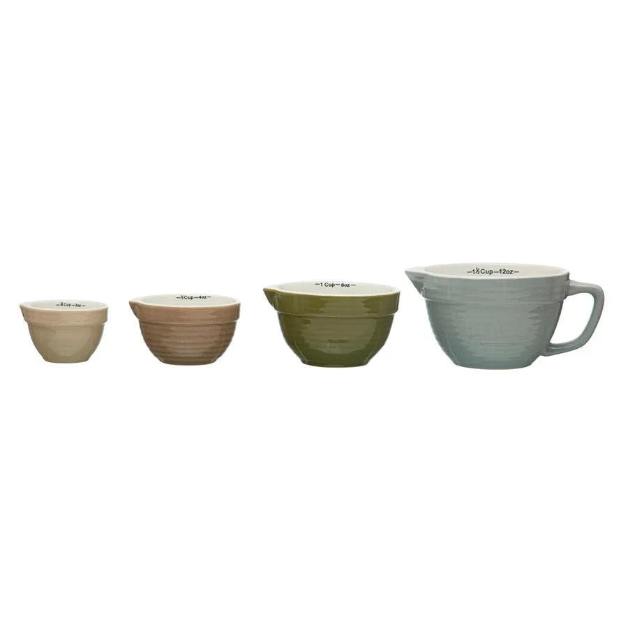 Stoneware Batter Bowl Measuring Cups – Set of 4